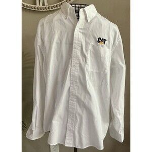 Caterpillar CAT Port Authority Long Sleeve Button-Down Dress Shirt White EUC